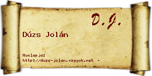 Dúzs Jolán névjegykártya