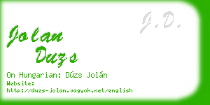 jolan duzs business card